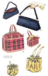 1626 1951 3 SHAPED SIZED HANDBAGS, PURSES PATTERN